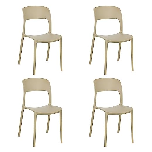 Totò Piccinni Sedia Omega in Polipropilene Moderne Design Impilabile,(L) 43x(P) 50x(A) 84 cm (Sabbia, 4)