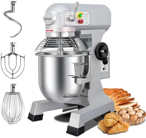 20QT Commercial Stand Mixer, Heavy Duty Dough Mixer with 60-Min Timer & Splatter Guard, 3 Speeds for Kneading, Whipping, Creaming – Ideal for Bakery & Restaurant Use