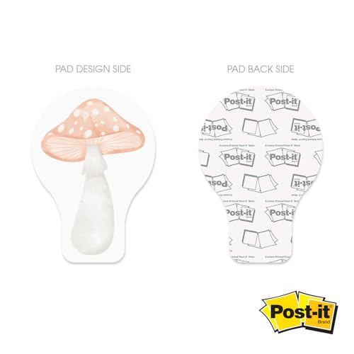 Image of Mushroom Shaped Sticky Note Pad Assortment /Set of 3 / Watercolor Style / 2.6875 inch x 3.8125 inch Whimsical Sticky Notes / 50 Sheets Per Pad /Made in The USA