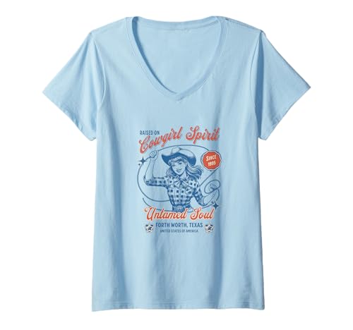 Mujer Cowgirl Spirit, Alma indómita Texas Camiseta Cuello V