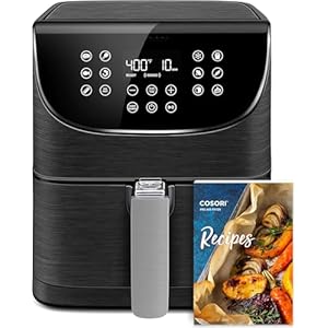 Air Fryer 5.8QT Gen2, Upgraded Version with Stable Performance & Sleek New Look, 13 One Touch Functions, 100 Paper & 1100 Online Recipes, Dishwasher-Safe Detachable Square Basket, Black