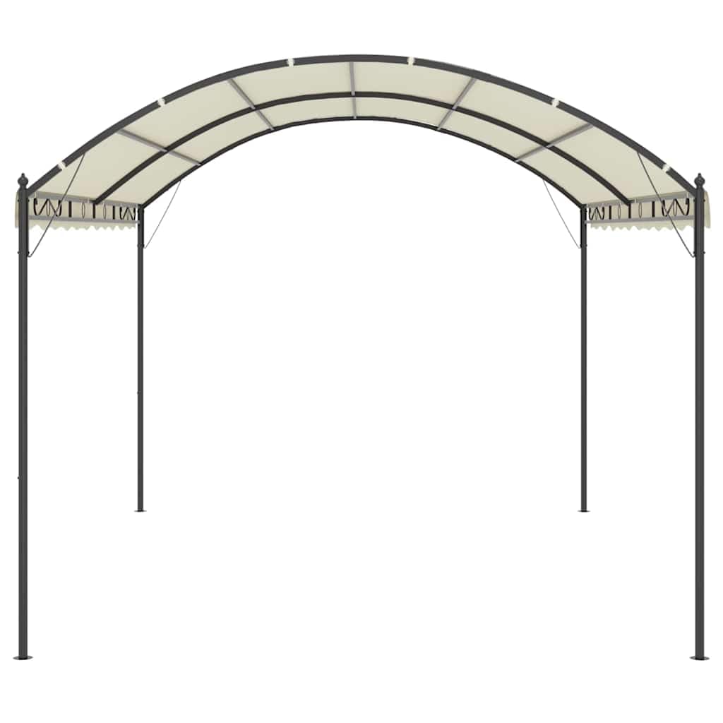 Gazebo in tessuto color crema con struttura in acciaio e tettuccio in