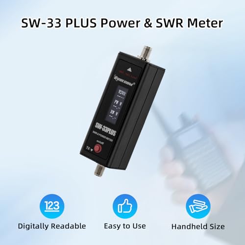 Image of Mcbazel Surecom SW-33 Plus 100W 125-525 MHz Mini Digital VHF UHF Two-Way Radio Handheld Power & SWR Meter Black