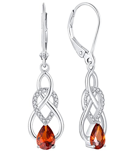 Yl Mujer Pendientes Nudo Infinito Plata De Ley 925 Pendientes Con De Granate Con Piedra Natal De Enero Para Mujer Yl Mujer Pendientes Nudo Infinito Plata De Ley 925 Pendientes Con De Granate Con Piedra Natal De Enero Para Mujer