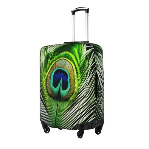 Green Peacock Feather Tsa Approved Luggage Cover For 18-32 Inch Suitcases Scratch-Resistant Stretch Luggage Cover2