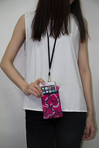 Image of Tainada 5.5 inch Shockproof Smartphone Neoprene Sleeve Carry Case Bag Pouch with Carabiner and Lanyard for iPhone 7 Plus, Samsung Galaxy S8, Note 5, LG G6 and More! (Deep Pink)