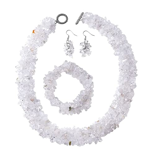 Shop LC White Quartz Gemstone Chips Necklace, Earrings & Bracelet ...