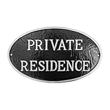 Montague Metal Products Dekoschild, oval, Privatwohnung, Schwarz mit silberfarbenem Schriftzug, 25,4 x 45,7 cm