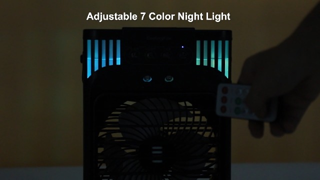 Portable Air Conditioners,4-in-1 Evaporative Air Cooler with 3 Speeds, 3 Modes & 7 LED Light Cooling Fan with Remote, 2-8H Timer, 1200ML Personal Mini Air Conditioner for Bedroom and Office