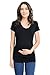Doubled Layered Round Neck Ruched Maternity Nursing Breastfeeding Top (Large, Black)