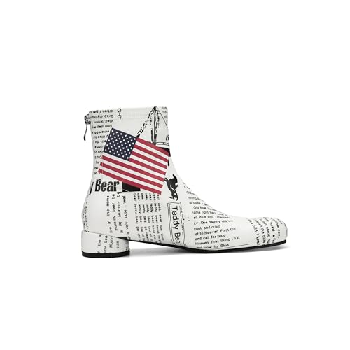 Image of Split Toe Ankle Boots for Women Tabi Japanese Ninja Shoes Low Chunky Heels Booties, Stretch Artificial Leather Boots Back Zipper