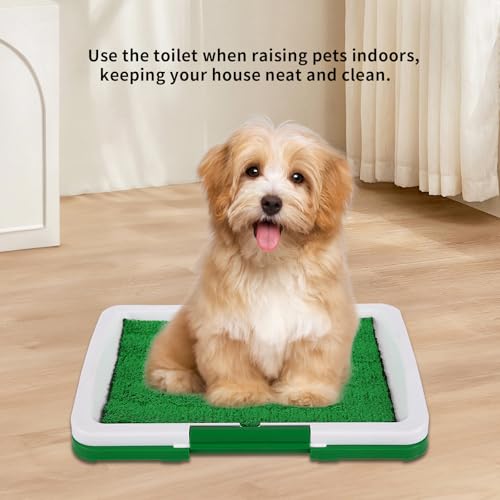 Image of Artificial Grass Pee Pad for Dogs and Small Pets, Puppy Training Potty pad 12.8 x 17.5 inches, 3-Layer Training Potty Pad with Tray, Indoor Dog Potty