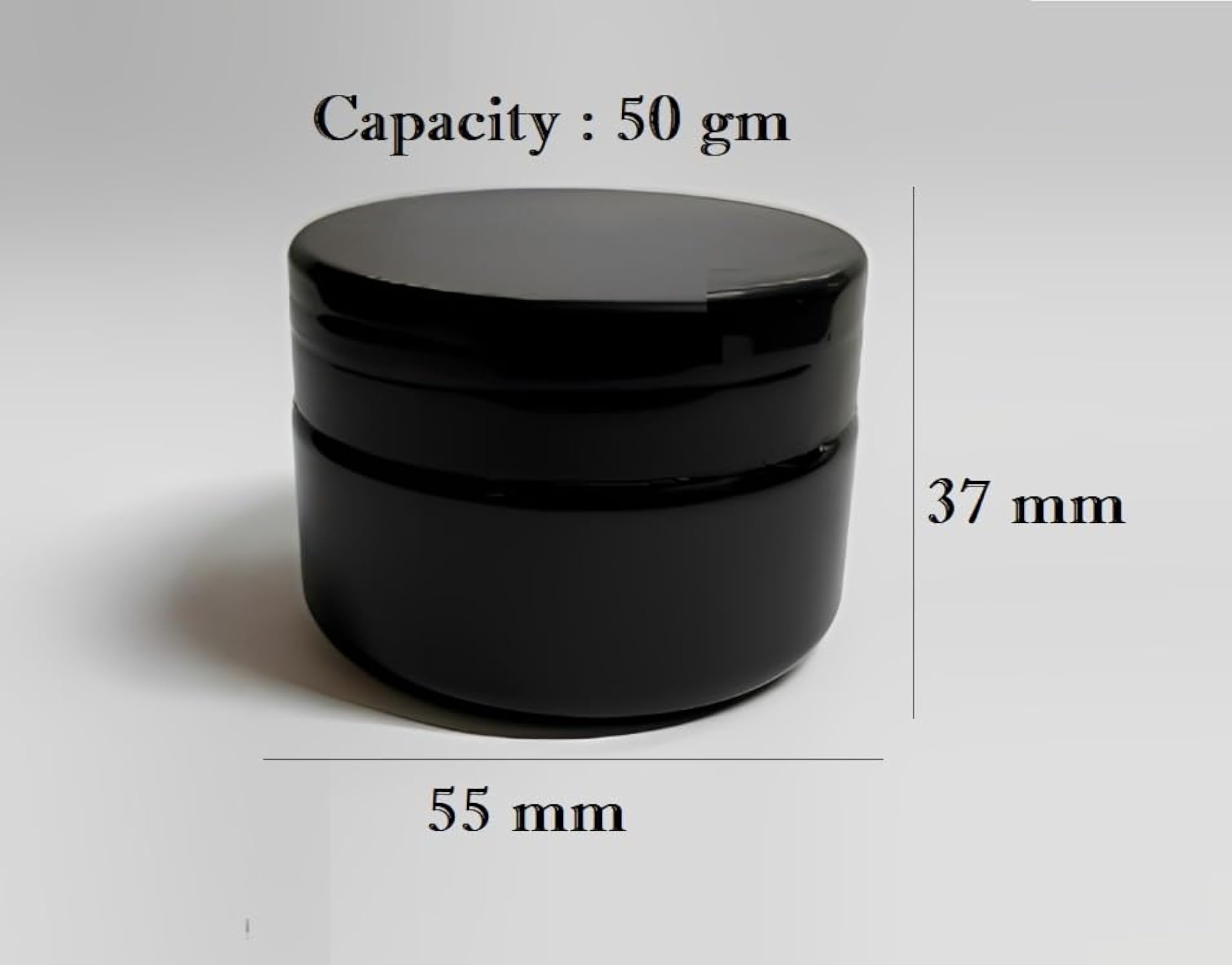 50 GM Plastic Black Pet Jar with Cap, 24 pcs