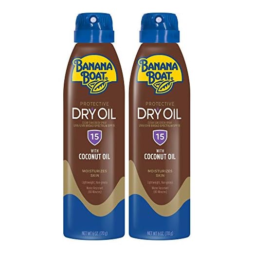 Banana Boat Protective Tanning Dry Oil Clear Spray Sunscreen SPF 15, 6oz | Tanning Sunscreen Spray, Banana Boat Dry Oil SPF 15, SPF Tanning Oil, Dry Tanning Oil Spray, 6oz each Twin Pack