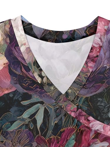 Image of SUZONANA Plus Size Dresses for Women Floral Print Maxi Dress Flowy 3 /4 Sleeve with Belt