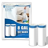FORID Kitchen Drawstring Trash Bags - 8 Gallon Medium Garbage Bags White Unscented Trash Can Liners