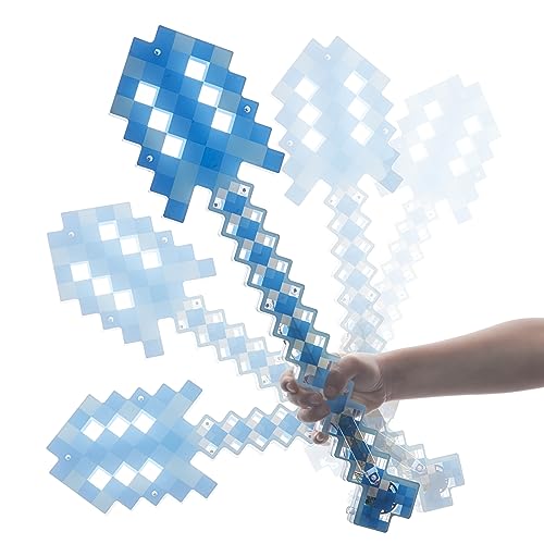 Oumoda Glowing LED Light Up Diamond 2 Swords and 1 Blue Shovel Toys Weapon Set -Battle Sound- Role Play Gift for Kid’s Costume Accessory,Cosplay,Birthday Party Supply - Thumbnail 4