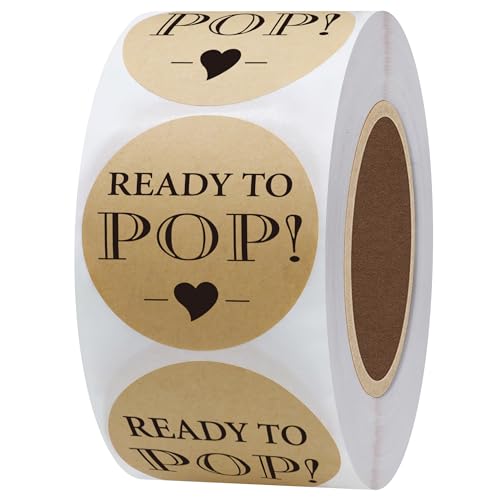 Hybsk Kraft Baby Shower Ready to Pop Stickers for Popcorn Girl or Boy Lables
