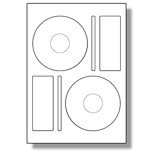Label Planet® 2 Per Page/Sheet, 50 Sheets (100 Sticky CD/DVD Face Labels), White Blank Matt Paper Plain A4 Circular Stickers, for Laser/Copier or Inkjet Printer, UK LPCD118P, 118MM Diameter 41MM Hole
