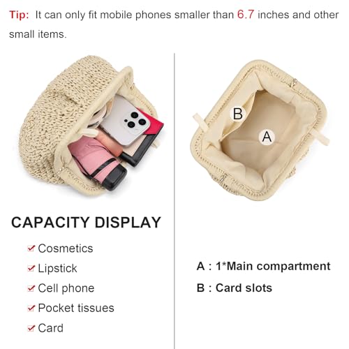 Image of RNIEGA Straw Clutch Purses for Women Cloud Dumpling Pouch Straw crossbody Handbag Summer Beach Woven Shoulder Bags