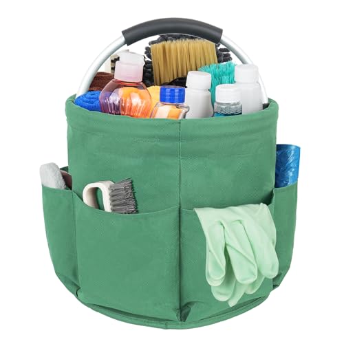 IVODEELA Carrello Pulizie con Manico,Grande Contenitore Organizer per La Pulizia Professionali,Multi Tasche,Borsa per La Pulizia,Facile da Pulire e Trasportare,Verde(Solo Borsa)