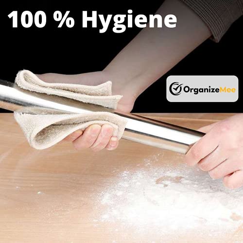 Image of OrganizeMee Stainless Steel Rolling Pin Chapati Belan Best Kitchen Accessories Roti Roller Size (Dia 25 Mm X 31.8 Cm)