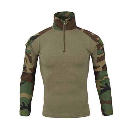 Haobing Hombres Táctico Camisa Manga Larga Respirable Camuflaje Deportes Shirt al Aire Libre Combate Camiseta con Cremallera (Camo #3, CN 5XL)