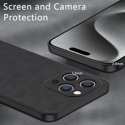 Coque pour iPhone 15 Pro Max 6.7 coque antichoc cuir PU daim - 3