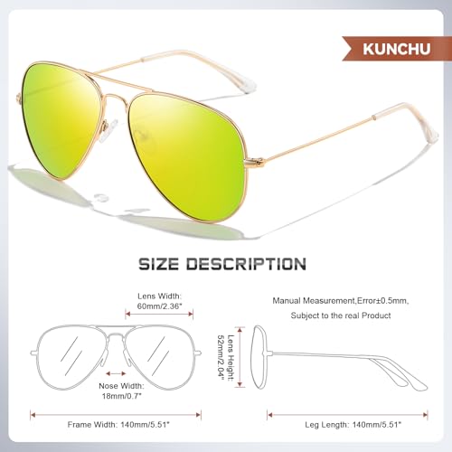 Image of Classic Aviator Sunglasses for Men Womens Polarized UV Protection Driving Sunglasses