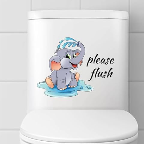 Fairnull Waterproof Elephant Toilet Decals Cover
