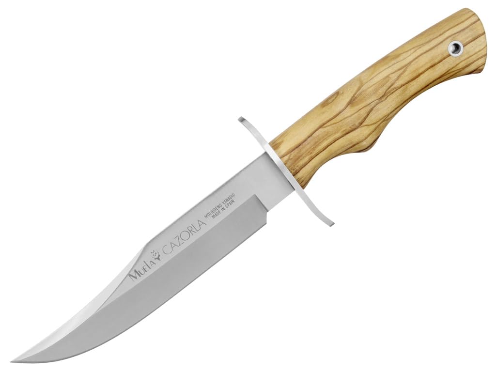 LO TRINCO YO Muela Cuchillo Cazorla CAZ-16OL con hoja de acero inoxidable MoVa y empuñadura de Madera de olivo para Caza, Pesca, Supervivencia y Bushcraft