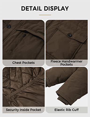Image of Soularge Men's Big and Tall Winter Warm Heavy Hooded Parka Jacket | Water-resistant Outer Fabric, Multi Functional Storage Pockets, Detachable Hood, Plus Size Cutting for Men