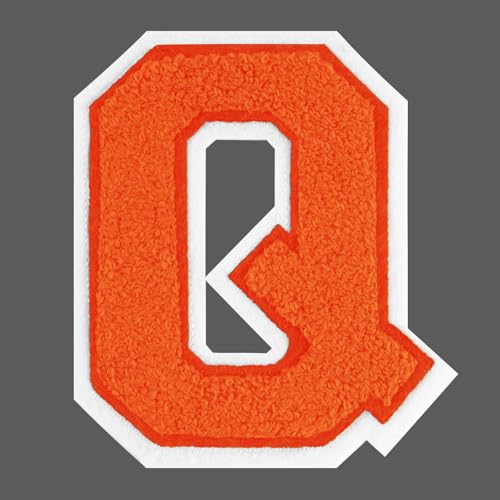 Image of FANCIBAND 4.5 Inch Letterman Jacket Patches Orange Iron On Letters for Clothing Chenille Varsity Letter Patches Patch for Clothes Jacket Hoodie Varsity Q