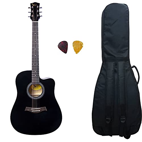 Swan7 41C Maven Series Spruce Wood Acoustic Guitar Black Glossy with