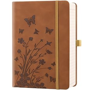 HwxBen Lined Journal Notebook– 365 Pages, Hardcover Leather Journals for Women Writing, B5 7.7'' x 10''College Ruled 100 gsm Paper for Work, Note-Taking, Office, Sch... Supplies, Brown.