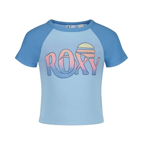Image of Roxy Girls' Short Sleeve Snug Fit Ribbed Tee, Crew Neck Graphic T-Shirt, Soft & Comfortable