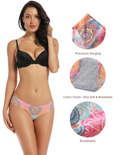 VOENXE Bikini Unterhosen Damen Mehrpack,Nahtlose Stretch Slip Panty Frauen Mehrfarbig,No Show Seamless Unsichtbare Atmungsaktiv Bequeme Hipster Unterwäsche 5er Pack
