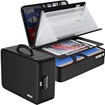 ENGPOW Fireproof Document Box,5200℉ Document Bag,38.5x28.5x11cm File Organiser with 7 Pockets,Multi-Layer Waterproof & Fireproof Safe Storage Box for A4 Documents,Passport,Card
