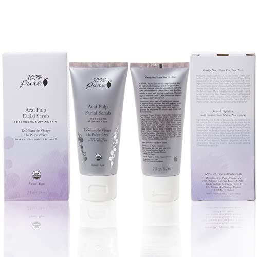 100% Pure Acai Pulp Facial Scrub, Exfoliating, Organic Face Wash (2 Fl Oz) #TOP1
