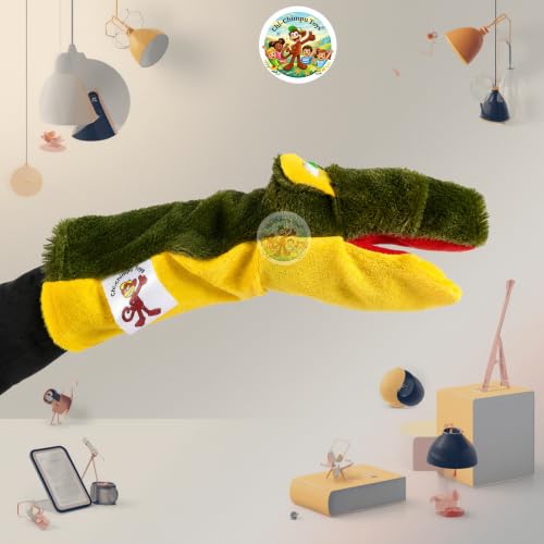 Image of Crocodile Hand Puppet for Kids | Soft Plush Animal Puppet | Educational Storytelling Toy | Interactive Role Play | Preschool Learning | Gift for Boys & Girls