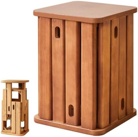 4 Piece Wooden Stacking Stools Set - Portable Nesting Chairs, Multifunctional Side Tables for Kitchen, Bedroom & Living Room - Solid Cherry Design, Space-Saving Furniture