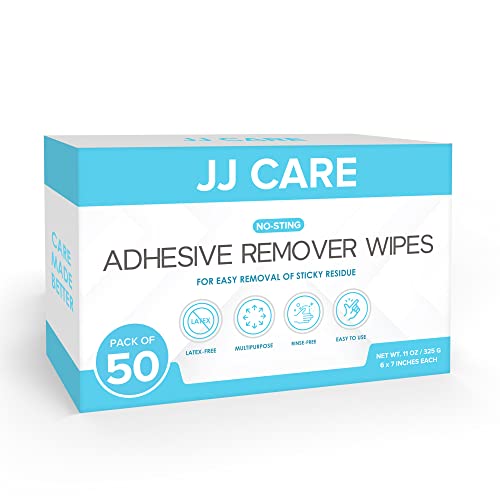 JJ CARE Lot de 50 lingettes dissolvantes adhésives Cover