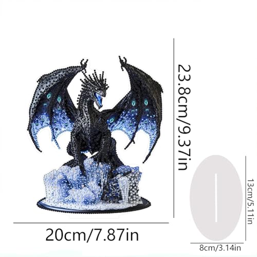 jinglinhh DIY Glacier Dragon Tabletop Diamond Art Painting Kit for Adults, Acrylic Special Shaped Desktop Ornaments, Stand Up Diamond Art Desk Home Decor Gift Kit - Image 2