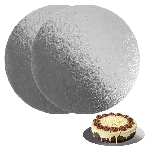 Lot de 10 Supports à Gâteaux Ronds 15cm Ø | Carton Réversible Argent | Socle Gâteau Parfaites pour Pâtisserie, Tarte et Biscuits | 1 mm d'épaisseur | Fabriqués en Europe