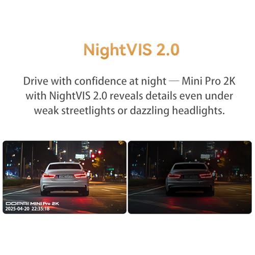 Image of DDPAI 2K QHD Dash Cam for Car [2026 Edition], with 1440p Camera | Emergency Accident Lock | Wi-Fi & App Control | Super Night Vision | 140 Wide Angle | G-Sensor | Built-in Capacitor, Mic
