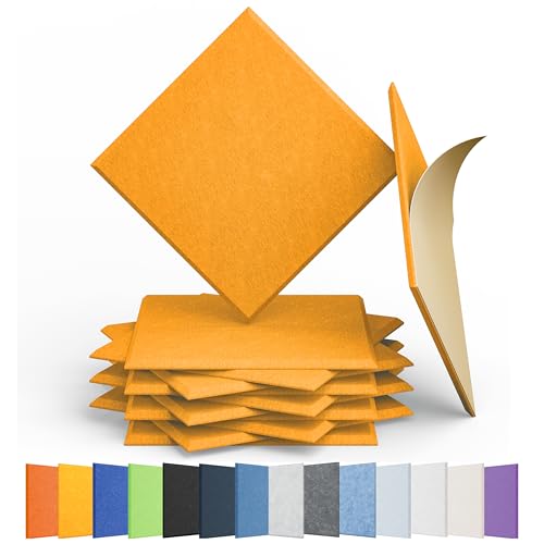 Image of 12 Pack Square Acoustic Panels Self Adhesive Sound Proof Foam(Orange)