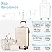 H.yeed Luggage Sets of 3 Piece, Lightweight Trolley Travel Suitcase Set ABS Hard Shell with 4 Spinner Wheels TSA Lock for Man Women, 21" + Duffels Bag & Toiletry Bag, White