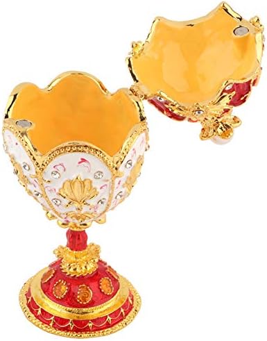 Hilitand Jewelry Organizer Egg Collectible Enameled Easter Egg Vintage Faberge Style Diamante Trinket Box Decoration Gift