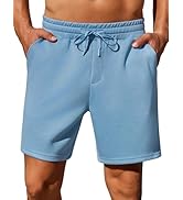 PINSPARK Mens Casual Gym Workout Shorts, 7" Elastic Waist Jogger Lounge Sweat Shorts with Drawstring
