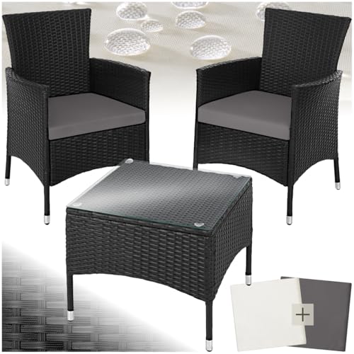 tectake® Poly Rattan Möbel Gartenset mit Wechselbezügen, 2 Stühle...